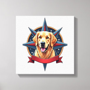 Patriotic Golden Retriever Compass Star Tee 2 Canvas Print