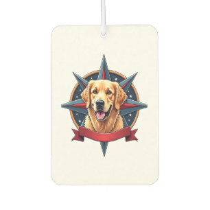 Patriotic Golden Retriever Compass Star Tee 2 Car Air Freshener