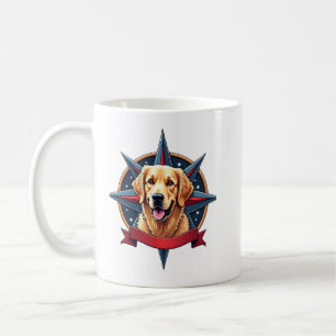 Patriotic Golden Retriever Compass Star Tee 2 Coffee Mug