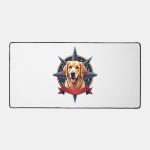 Patriotic Golden Retriever Compass Star Tee 2 Desk Mat