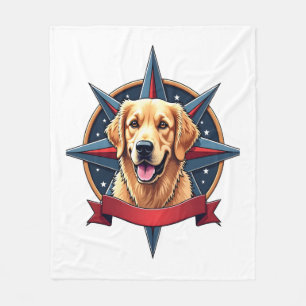 Patriotic Golden Retriever Compass Star Tee 2 Fleece Blanket
