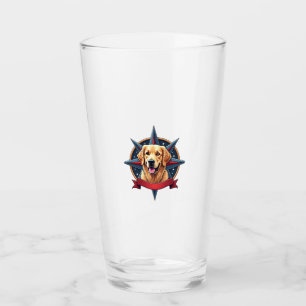 Patriotic Golden Retriever Compass Star Tee 2 Glass