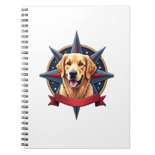 Patriotic Golden Retriever Compass Star Tee 2 Notebook