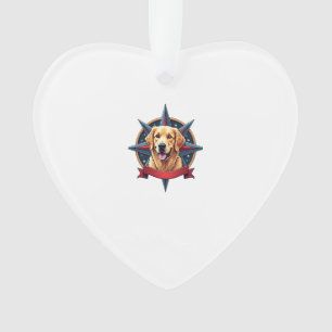 Patriotic Golden Retriever Compass Star Tee 2 Ornament