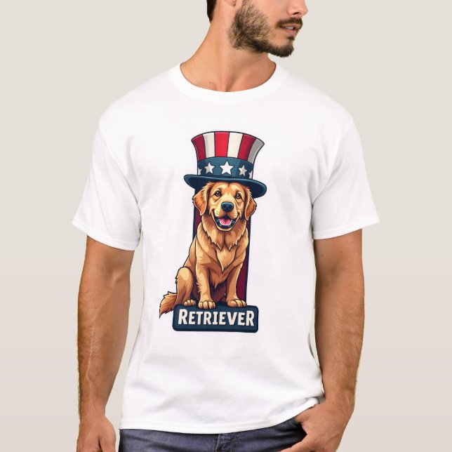 Patriotic Golden Retriever Crest Column Tee (Front)