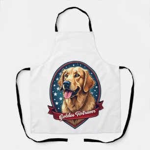 Patriotic Golden Retriever Crest Vintage Tee 2 Apron