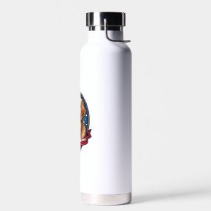 Patriotic Golden Retriever Crest Vintage Tee 2 Water Bottle