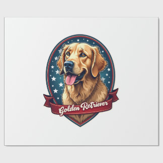 Patriotic Golden Retriever Crest Vintage Tee 2 Wrapping Paper
