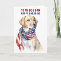 Patriotic Golden Retriever Dog Dad Folded Greeting