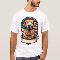 Patriotic Golden Retriever Emblem Vintage Tee 2
