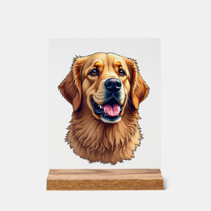 Patriotic Golden Retriever Face Vintage Shirt 4 Acrylic Sign