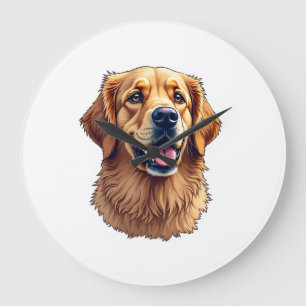 Patriotic Golden Retriever Face Vintage Shirt 4 Large Clock