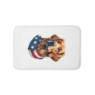 Patriotic Golden Retriever Face Vintage Shirt Bath Mat