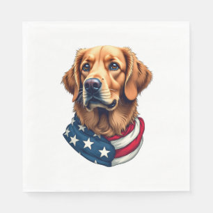 Patriotic Golden Retriever Face Vintage Shirt Napkin