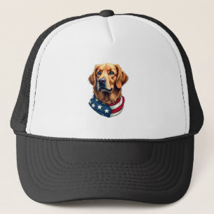 Patriotic Golden Retriever Face Vintage Shirt Trucker Hat