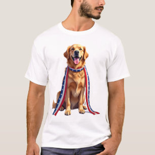 Patriotic Golden Retriever Falling Ribbon Shirt 2