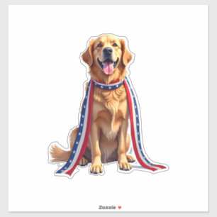 Patriotic Golden Retriever Falling Ribbon Shirt 2