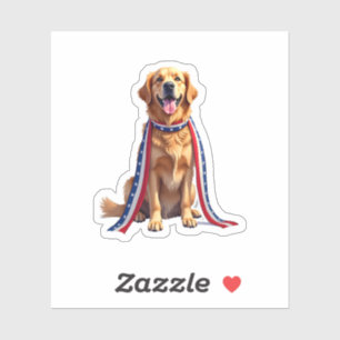Patriotic Golden Retriever Falling Ribbon Shirt 2