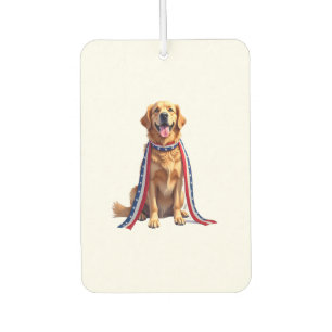 Patriotic Golden Retriever Falling Ribbon Shirt 2 Car Air Freshener