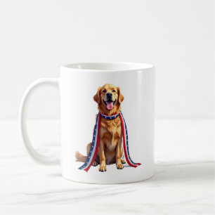Patriotic Golden Retriever Falling Ribbon Shirt 2 Coffee Mug