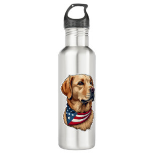Patriotic Golden Retriever Head Vintage Shirt 4 710 Ml Water Bottle