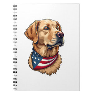 Patriotic Golden Retriever Head Vintage Shirt 4 Notebook