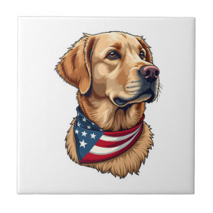 Patriotic Golden Retriever Head Vintage Shirt 4 Tile