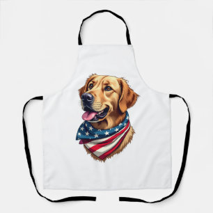 Patriotic Golden Retriever Head Vintage Shirt Apron