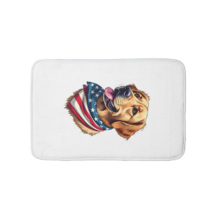 Patriotic Golden Retriever Head Vintage Shirt Bath Mat