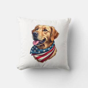 Patriotic Golden Retriever Head Vintage Shirt Cushion