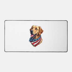 Patriotic Golden Retriever Head Vintage Shirt Desk Mat