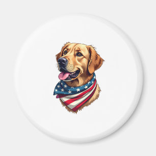 Patriotic Golden Retriever Head Vintage Shirt Magnet
