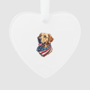 Patriotic Golden Retriever Head Vintage Shirt Ornament