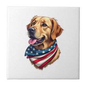 Patriotic Golden Retriever Head Vintage Shirt Tile