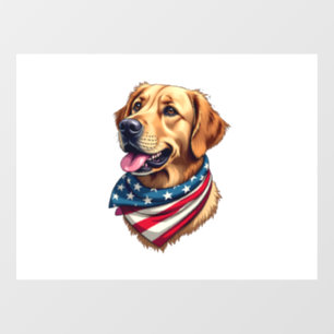 Patriotic Golden Retriever Head Vintage Shirt Window Cling