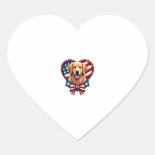 Patriotic Golden Retriever Heart Vintage Shirt 2 Sticker