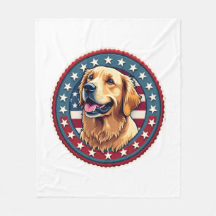 Patriotic Golden Retriever Heritage Seal Tee 4 Fleece Blanket
