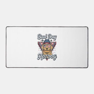 Patriotic Golden Retriever Hotdog Vintage Shirt De Desk Mat