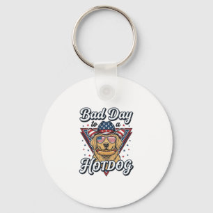 Patriotic Golden Retriever Hotdog Vintage Shirt De Key Ring