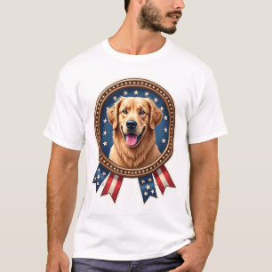 Patriotic Golden Retriever Legacy Medallion Tee