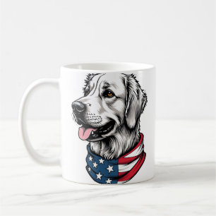Patriotic Golden Retriever Line Art Vintage Tee 3 Coffee Mug