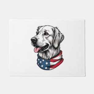 Patriotic Golden Retriever Line Art Vintage Tee 3 Doormat