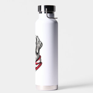Patriotic Golden Retriever Line Art Vintage Tee 3 Water Bottle