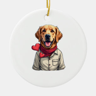 Patriotic Golden Retriever Lover Vintage Shirt 2 Ceramic Tree Decoration