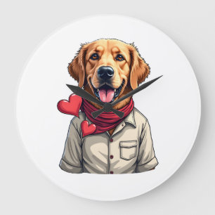 Patriotic Golden Retriever Lover Vintage Shirt 2 Large Clock