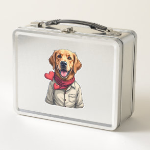 Patriotic Golden Retriever Lover Vintage Shirt 2 Metal Lunch Box