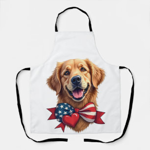 Patriotic Golden Retriever Lover Vintage Shirt Apron
