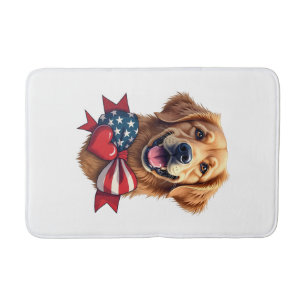 Patriotic Golden Retriever Lover Vintage Shirt Bath Mat