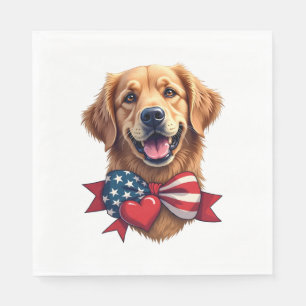 Patriotic Golden Retriever Lover Vintage Shirt Napkin