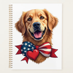 Patriotic Golden Retriever Lover Vintage Shirt Planner